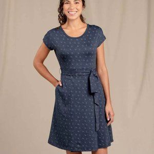 Toad & Co Cue Wrap Dress Blue Cotton with Pockets size Small EUC